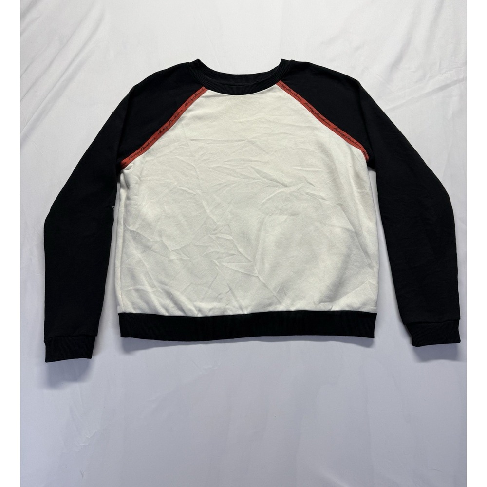 Harley Davidson Raglan Crewneck Sweatshirt Black White L Long Sleeve Motorclothe